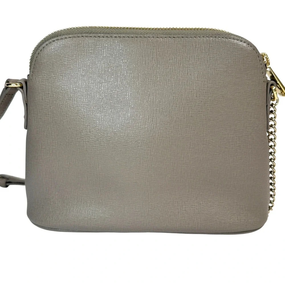 Furla Crossbody Bag Piper Saffiano Leather Chain Strap Gray OS Minimalist Chic